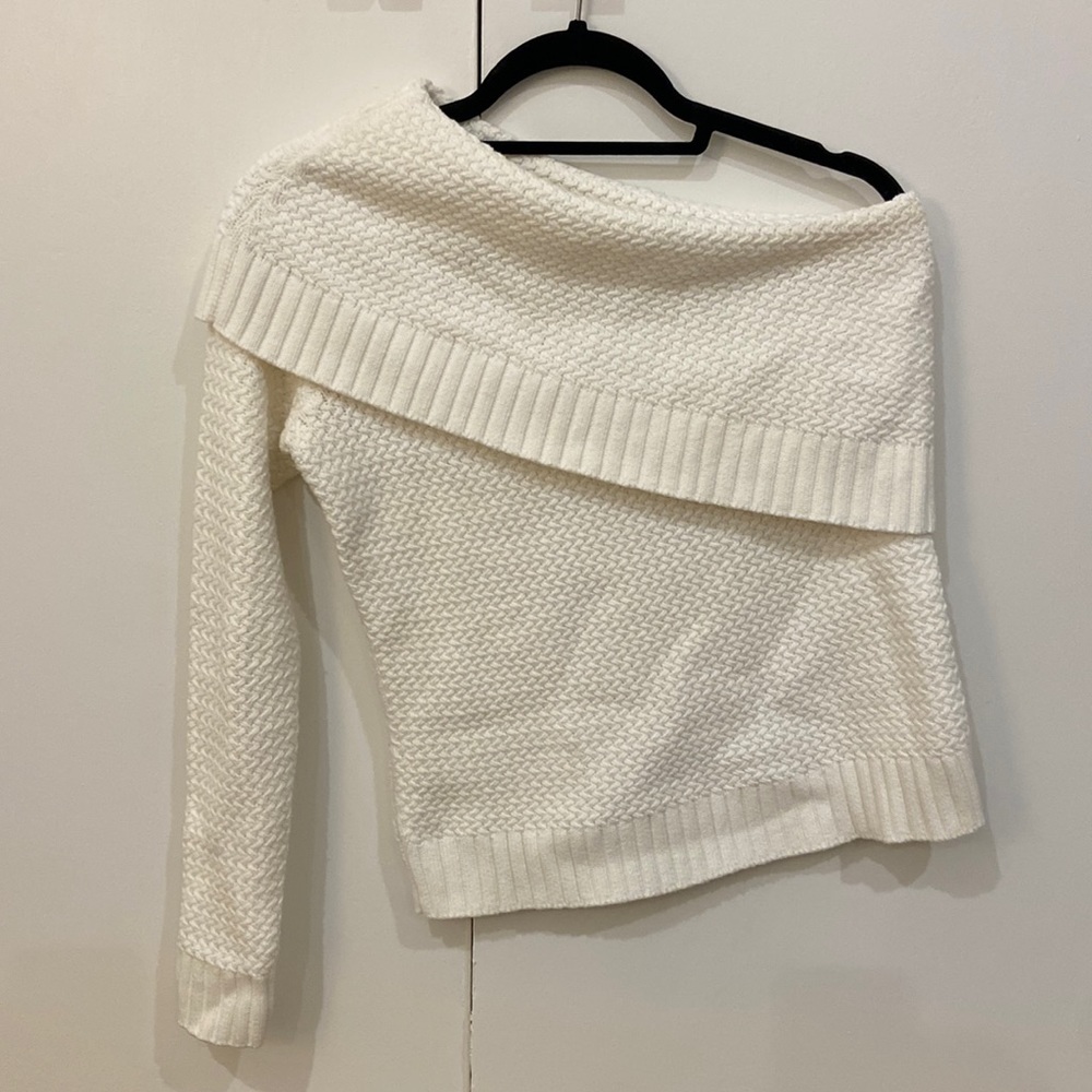 Off the shoulder cream sweater
